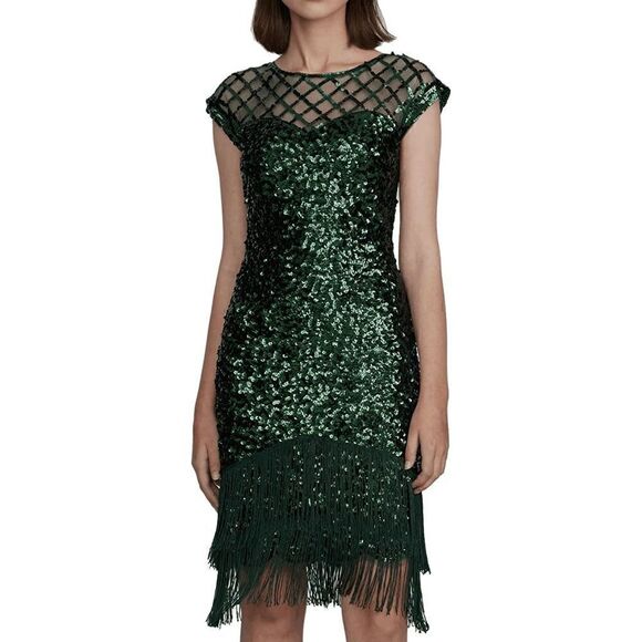 1920s Flapper Great Gatsby Vintage Retro Tassel Fringe Sequin Dress SIZE S NEW - Picture 1 of 12